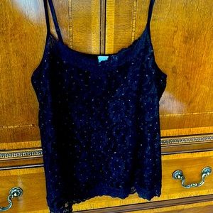 Sexy black lace and sequined evening camisole, size 1X